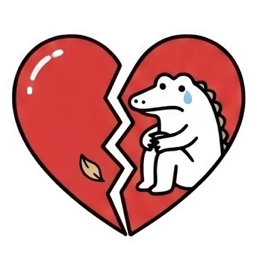 florak stickers, cute, funny, stickers, WhatsApp stickers, sticker pack, Alligator, sad love, heart broken, sad